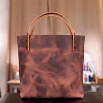 Alternative view of SoRetro Especial Reservo Perfect FYG Leather Crossbody Tote – Rustic Rose with Heritage My Tie Sage on Dune Cotton Webbing - Gunmetal Hardware