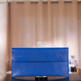 Alternative view of SoRetro Especial Reservo FYG Crossbody Clutch - Blue Jay with OOAK Heritage Sea Breeze on Cobalt Cotton Webbing - Chromalusion Hardware
