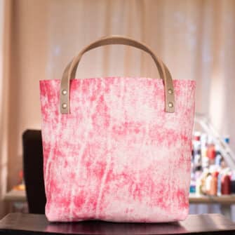 Alternative view of SoRetro Verdura Perfect FYG Leather Crossbody Tote – Rosa di Neve with Limited Sorellanza Gardens on Khaki Cotton Webbing – Bronze Hardware