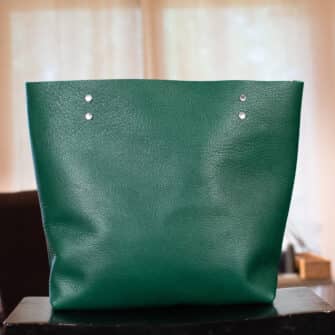 Alternative view of SoRetro BYG FYG Leather Crossbody Tote – Wildwoods Ultrapine with Limited Friendship Stitch on Emerald Cotton Webbing – Silver Hardware