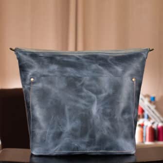 Alternative view of SoRetro Especial Reservo Perfect Traveler FYG Leather Crossbody Tote – Carbon Conspiracy with Limited Denali Dusk on Chocolate Brown Cotton Webbing – Bronze Hardware