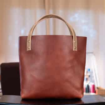 Alternative view of SoRetro Verdura Perfect FYG Leather Crossbody Tote – Mare Forte Tabacco with McKinley on Sienna Cotton Webbing – Bronze Hardware