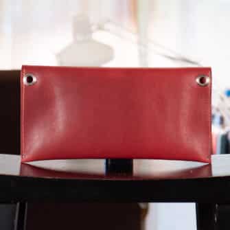 Alternative view of SoRetro Especial Reservo Stitch Sitch FYG Crossbody Clutch - Cherry Delight with Heritage Pumpkin Summer on Sand Cotton Webbing - Chromalusion Hardware