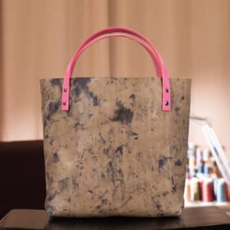 Alternative view of SoRetro Verdura Perfect FYG Leather Crossbody Tote – Monte Accona with Exclusivo Cosmic Pulse Pink Omega on Dark Olive Cotton Webbing – Chromalusion Hardware