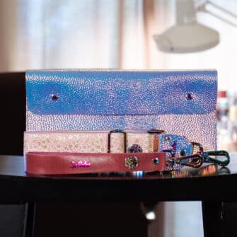 SoRetro FYG Crossbody Clutch - Merman with Sweet Alyssum on Lavender Cotton Webbing - Chromalusion Hardware